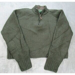 C.C. Filson Sweater Women's XL Mock Neck Green 100% Wool Mede in Hong Kong